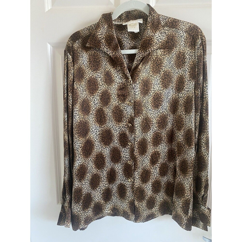 Vintage Escada Silk Animal Print Blouse Size 42